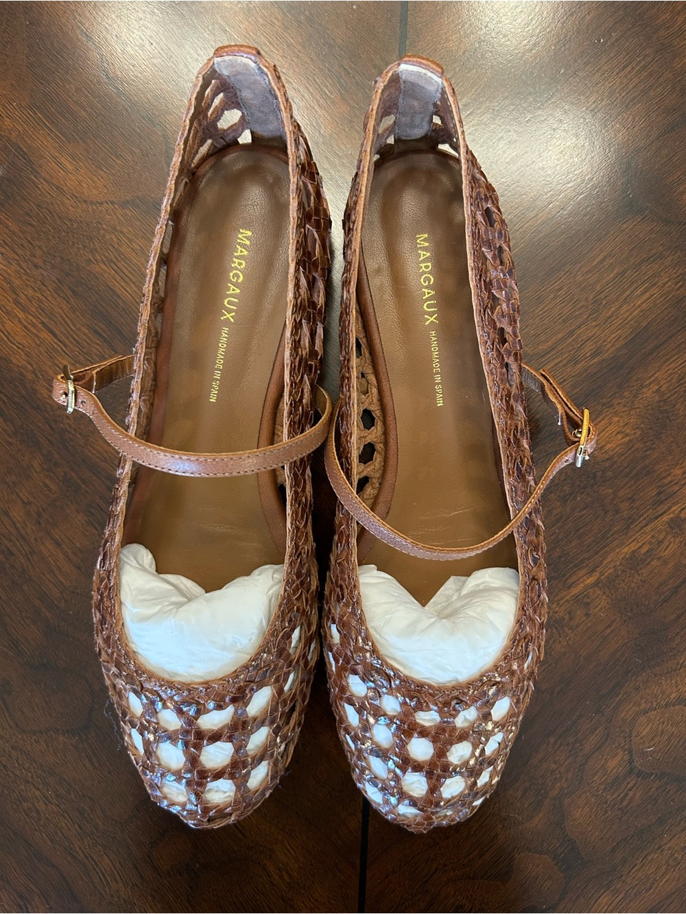 Margaux Brown Woven Mary Jane Flats - Picture 2 of 4